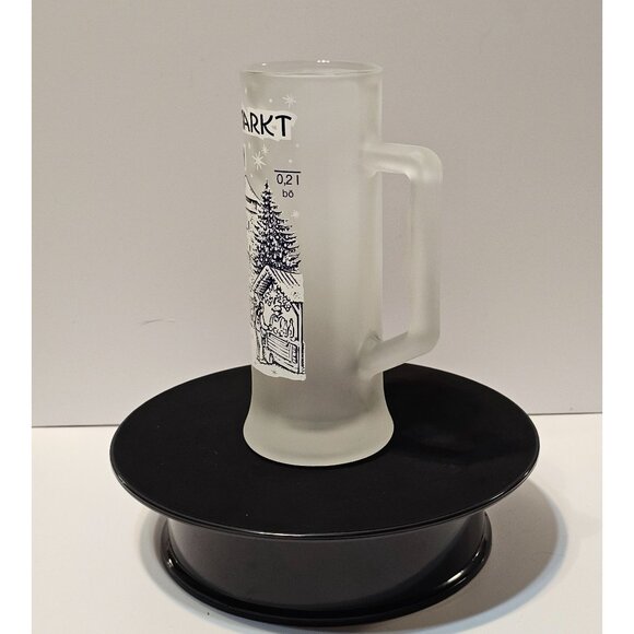 Vintage German Christmas Market Frosted Glass Stein With Munich Scene & Handle - Picture 3 of 13